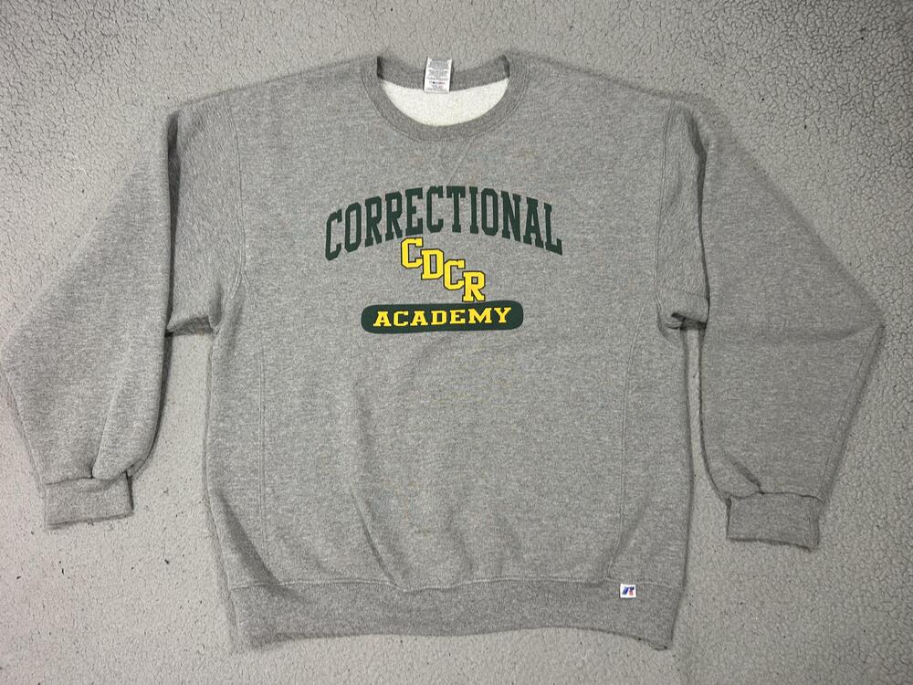 CDCR Correctional Academy Sweatshirt Mens Large Gray Fleece Russell Athletic Y2K